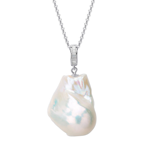 Large Baroque Pearl Pendant Necklace - Bold and Versatile Styling
