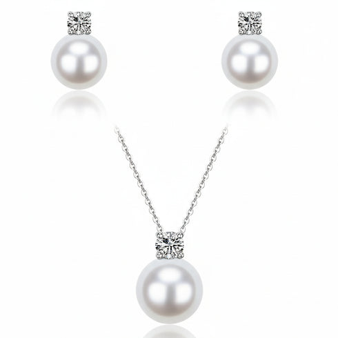 8-9mm Kate White Freshwater Pearl Necklace & Earring Jewelry Set