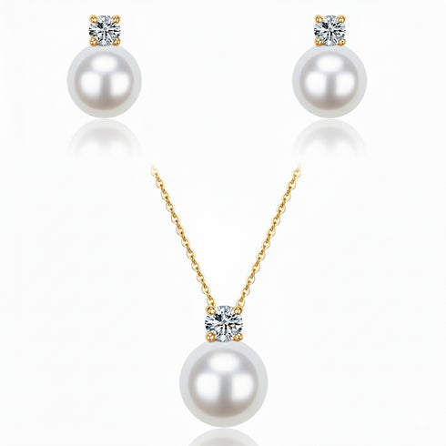 8-9mm Kate White Freshwater Pearl Necklace & Earring Jewelry Set