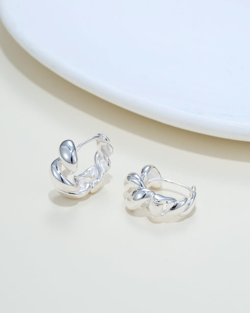 Rope Twisted C Shape Earrings - Sterling Silver