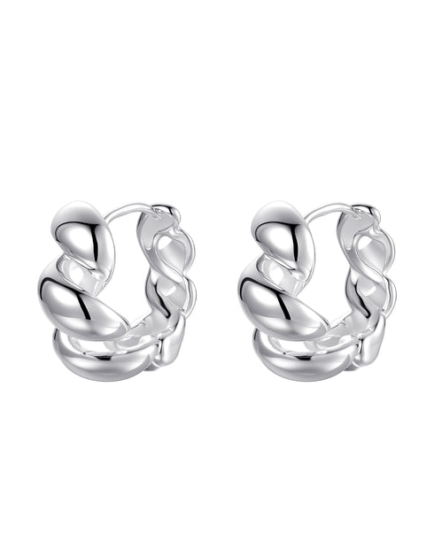 Rope Twisted C Shape Earrings - Sterling Silver