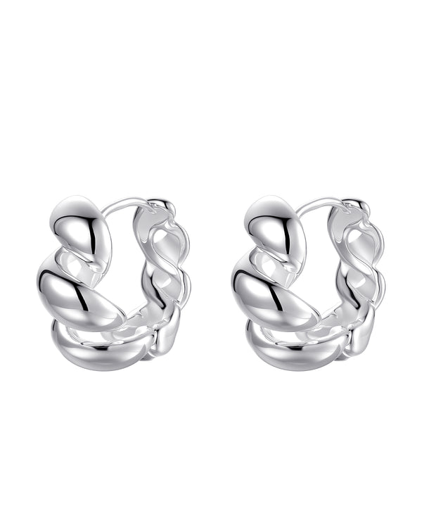 Rope Twisted C Shape Earrings - Sterling Silver