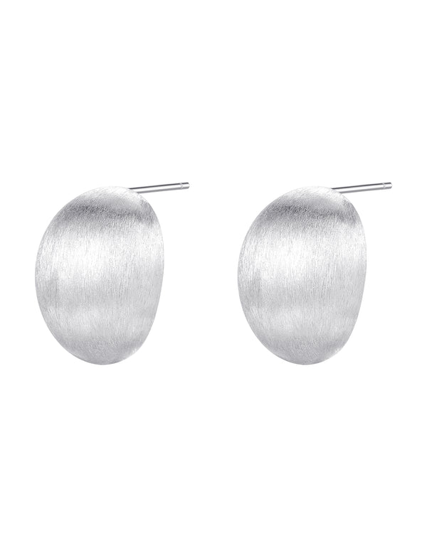 Dome Brushed Earrings - Sterling Silver
