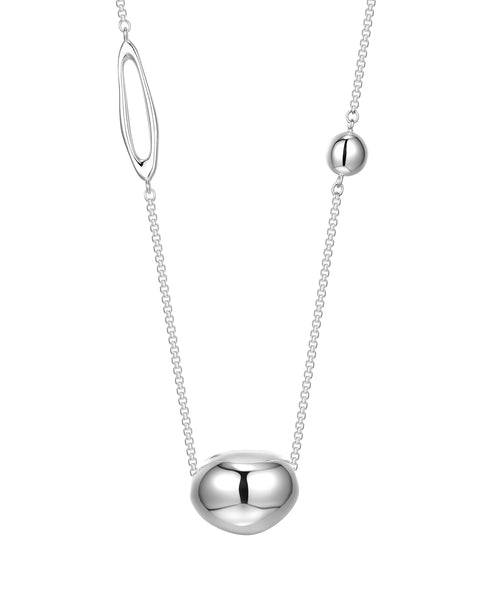 Asymmetric Egg Pendant Necklace - Sterling Silver